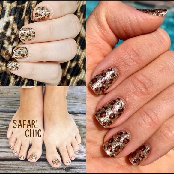 Color Street SAFARI CHIC Leopard Animal Print Cheetah Glitter Nail Strips - Picture 12 of 12